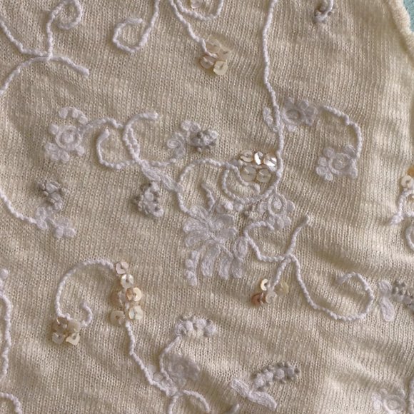 Sigrid Olsen cream embroidered crop top - Picture 9 of 11